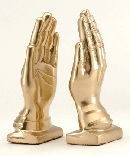 Image of BRASS PRAYING HANDS BOOKENDS