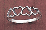 Image of STERLING SIL. RING W4 HEARTS - Size 05