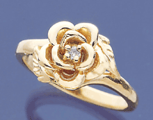 Image of 10K GOLD DIAMOND ROSE RING - Size 08