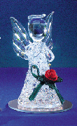 Image of SPUN GLASS ANGEL ON PINK GLASS