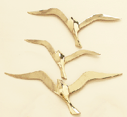 Image of 3 PC. BRASS SEAGULL WALL DECOR