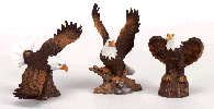 Image of SET OF 3 PORC EAGLES ON TRUNK