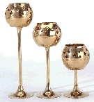 Image of 3PC BRASS CANDLEHLDRS ON STAND