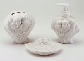 Image of WHITE PORC CHERUB BATHROOM SET