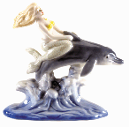 Image of PORC. MERMAID RIDING DOLPHIN
