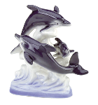 Image of TRIPLE DOLPHINS ON WAVE BASE