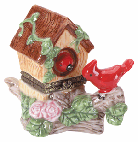 Image of CARDINALS IN BIRDHOUSE BOX