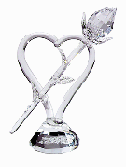 Image of CUT GLASS ROSE ON HEART WBASE