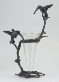 Image of BRASS HUMMINGBIRD GLASS VASE