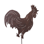 Image of RUSTED ROOSTER ON STICK