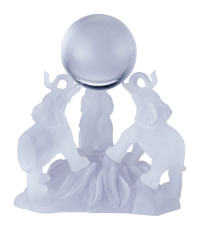 Image of 3 FROSTED ELEPHANTS WBALL