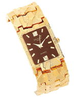 Image of MANS GOLD TONE NUGGET WATCH