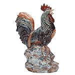 Image of MAJOLICA STYLE CERAMIC ROOSTER