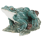 Image of Majolica Frog On Leaf
