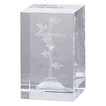 Image of ETCHD GLASS BLOCK-CROSS WDOVE