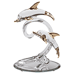 Image of GLASS DOUBLE DOLPHINS ON BASE