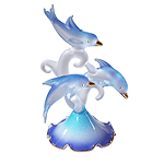 Image of GLASS TRIPLE DOLPHINS ON WAVE