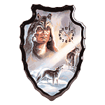 Image of INDIAN WITH WOLVES CLOCK