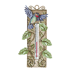 Image of PAINTD METAL HBIRD THERMOMETER