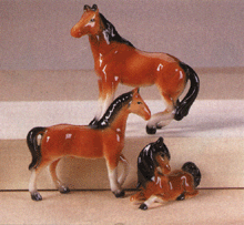 Image of 3 PC. PORC. BROWN HORSES SET