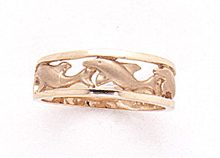 Image of 14K LADYS DOLPHIN BAND RING - Size 06