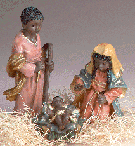 Image of 3 PC ALAB AFRICAN NATIVITY SET