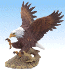 Image of PORC EAGLE SWOOPING ON STUMP