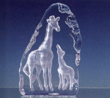 Image of CLEAR GLASS CARVED GIRAFFES
