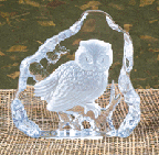 Image of CLEAR GLASS CARVED OWL