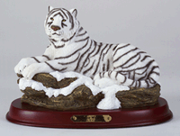 Image of ALAB. WHITE TIGER ON WOOD BASE