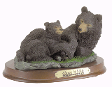 Image of ALAB. BEAR  CUB ON WOOD BASE
