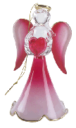 Image of RED GLASS ANGEL HOLDING HEART