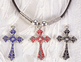 Image of BLACK CORD CROSS NECKLACE