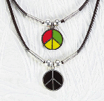 Image of BLACK CORD PEACE SIGN NECKLACE