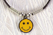 Image of BLACK CORD HAPPY FACE NECKLACE
