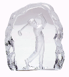 Image of CLEAR GLASS CARVED GOLFER