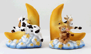 Image of ALAB. COW MOON  CAT BOOKENDS