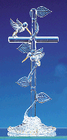 Image of SPUN GLASS H-BIRD ON CROSS
