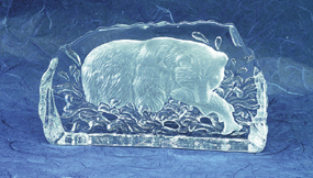 Image of CLEAR GLASS CARVED BEAR  FISH