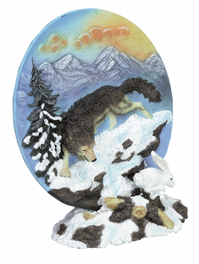 Image of ALAB WOLF CHASING RABBIT PLATE