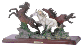 Image of ALAB. WILD HORSES ON WOOD BASE