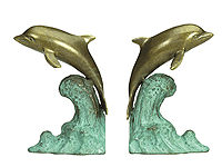 Image of BRASS DOLPHIN BOOK ENDS