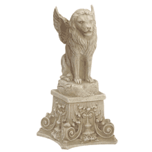 Image of ALAB GARGOYLE LION ON PEDESTAL