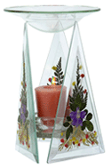 Image of GLASS OIL BURNER WDRY FLOWERS