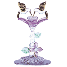Image of SPUN GLASS HUMMINGBRD BIRDBATH