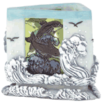 Image of GLASS DOLPHIN CANDLE HOLDER