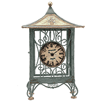 Image of GREEN PAINTED METAL WIRE CLOCK