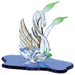 Image of SPUN GLASS SWAN ON BLUE LAKE