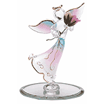 Image of GLASS ANGEL HOLDING ROSE