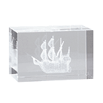 Image of ETCHED GLASS BLOCK - SCHOONER